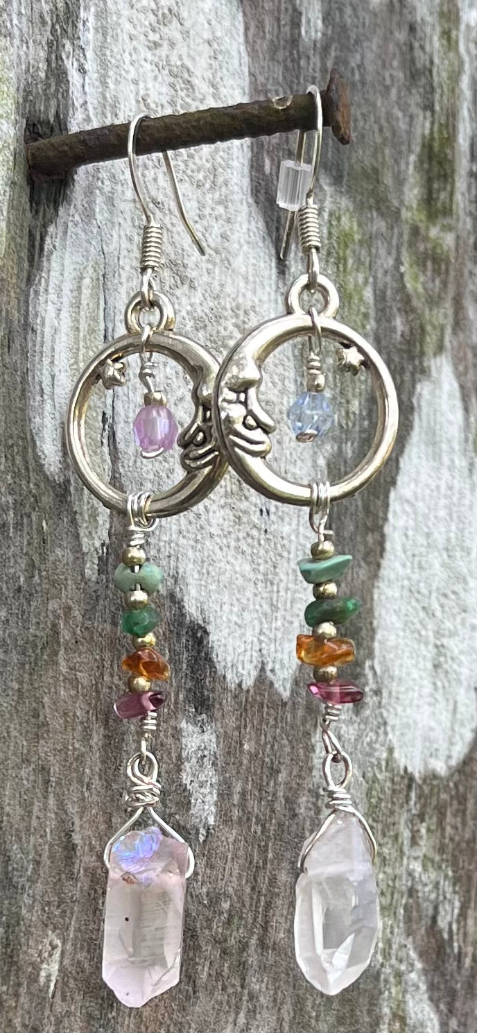 turquoise, clear quarts, citrine, 