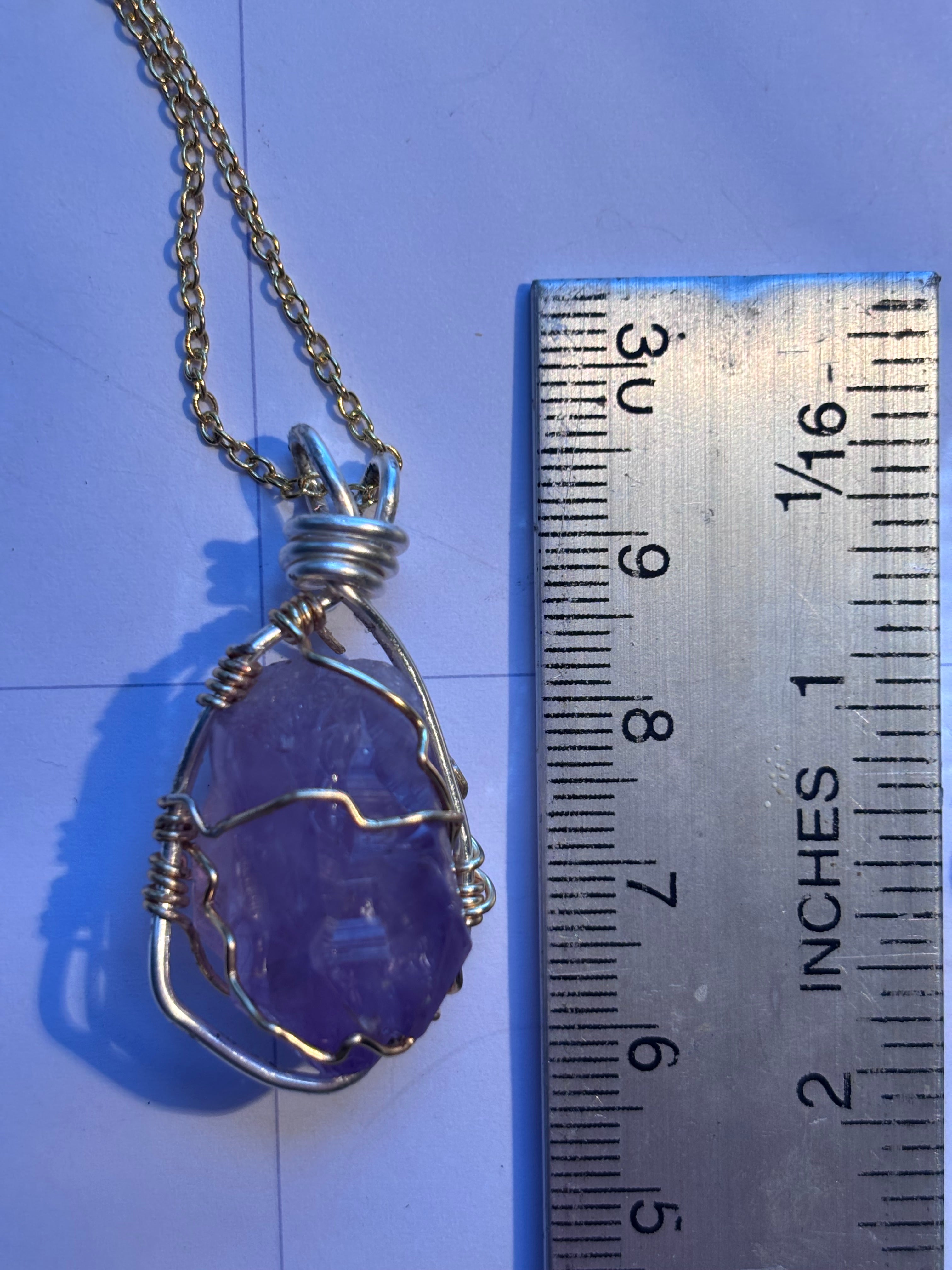 raw amethyst with 16 and 22 gauge wire 