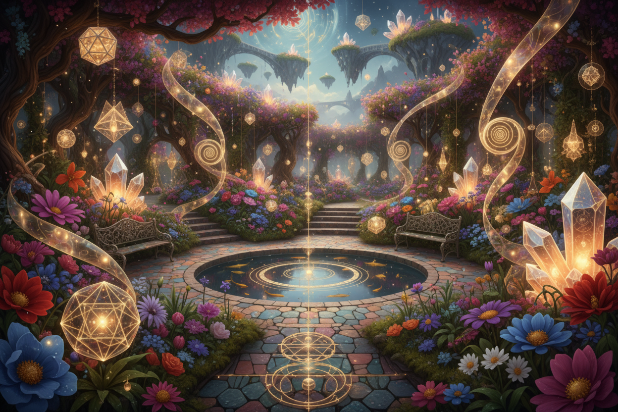 Magical garden with geometric patterns for Small Talk in the Garden